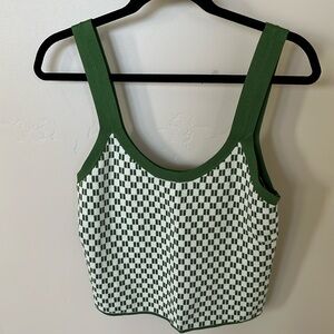 New Abercrombie & Fitch checkered green tank L
